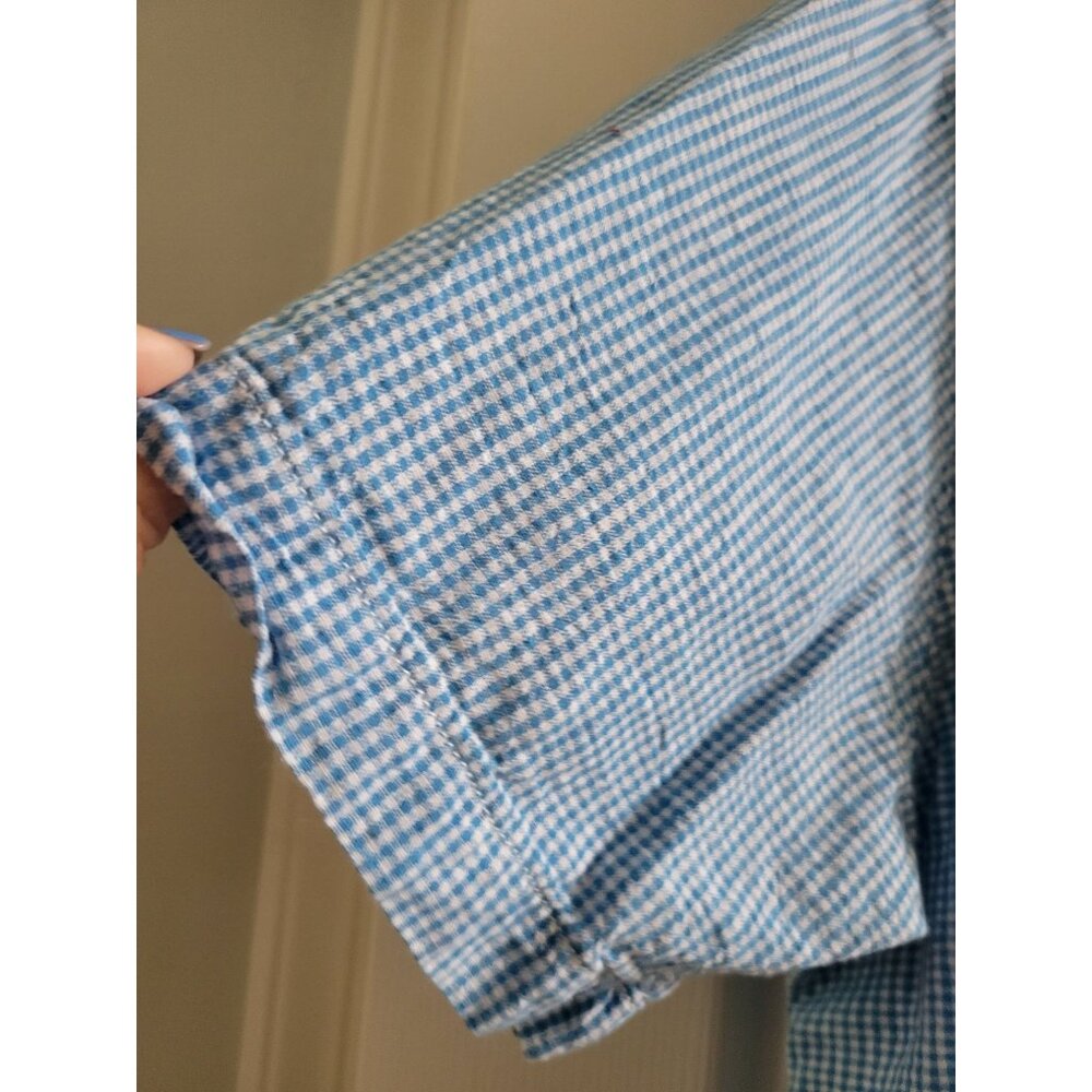 Tommy Bahama Mens blue gingham Shirt linen blend short sleeve size Medium - Picture 3 of 7